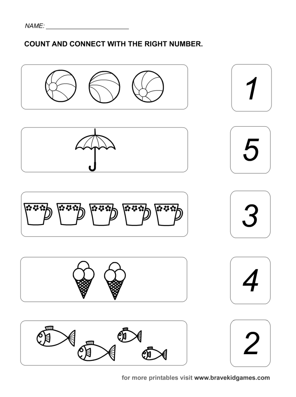 Counting Numbers 1-5 Worksheets