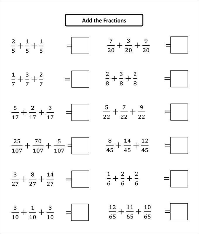 Worksheet On Adding And Subtracting Fractions Pdf