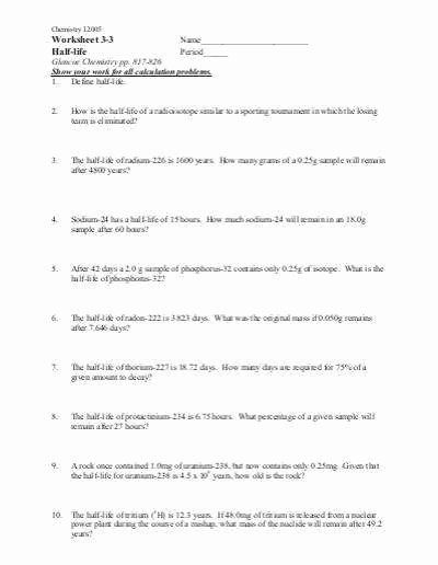 Nuclear Decay Reactions Worksheet Answers