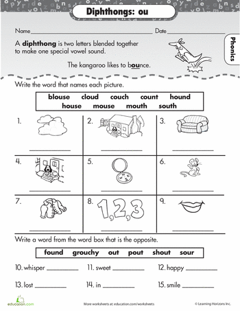 Vowel Digraphs Worksheets For Grade 3