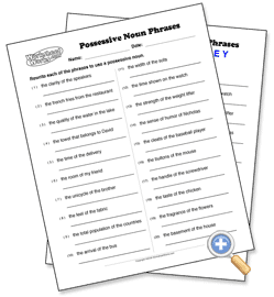 Answer Key Possessive Nouns Worksheets With Answers