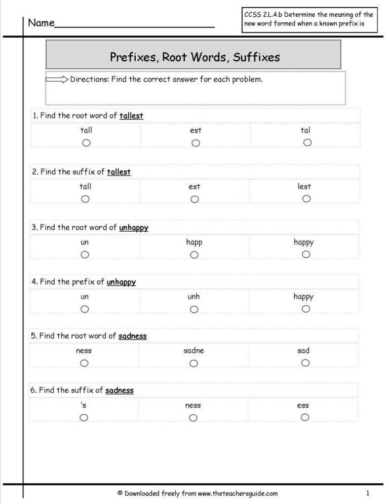 6th Grade Prefixes And Suffixes Worksheets Pdf