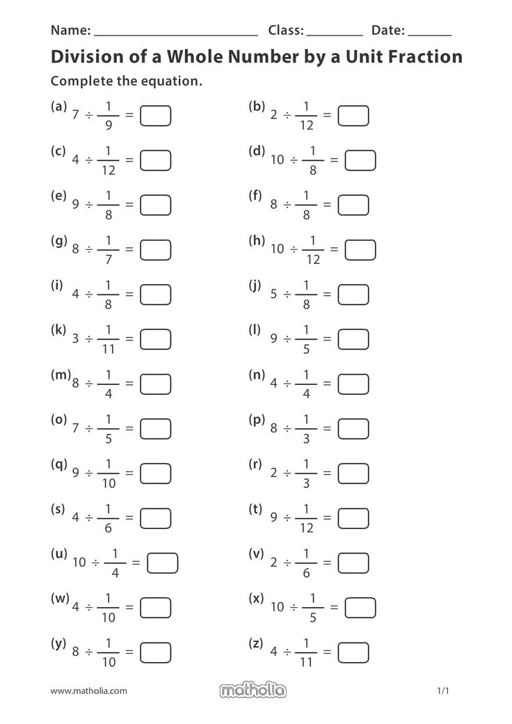 Multiplying A Whole Number By A Unit Fraction Worksheet