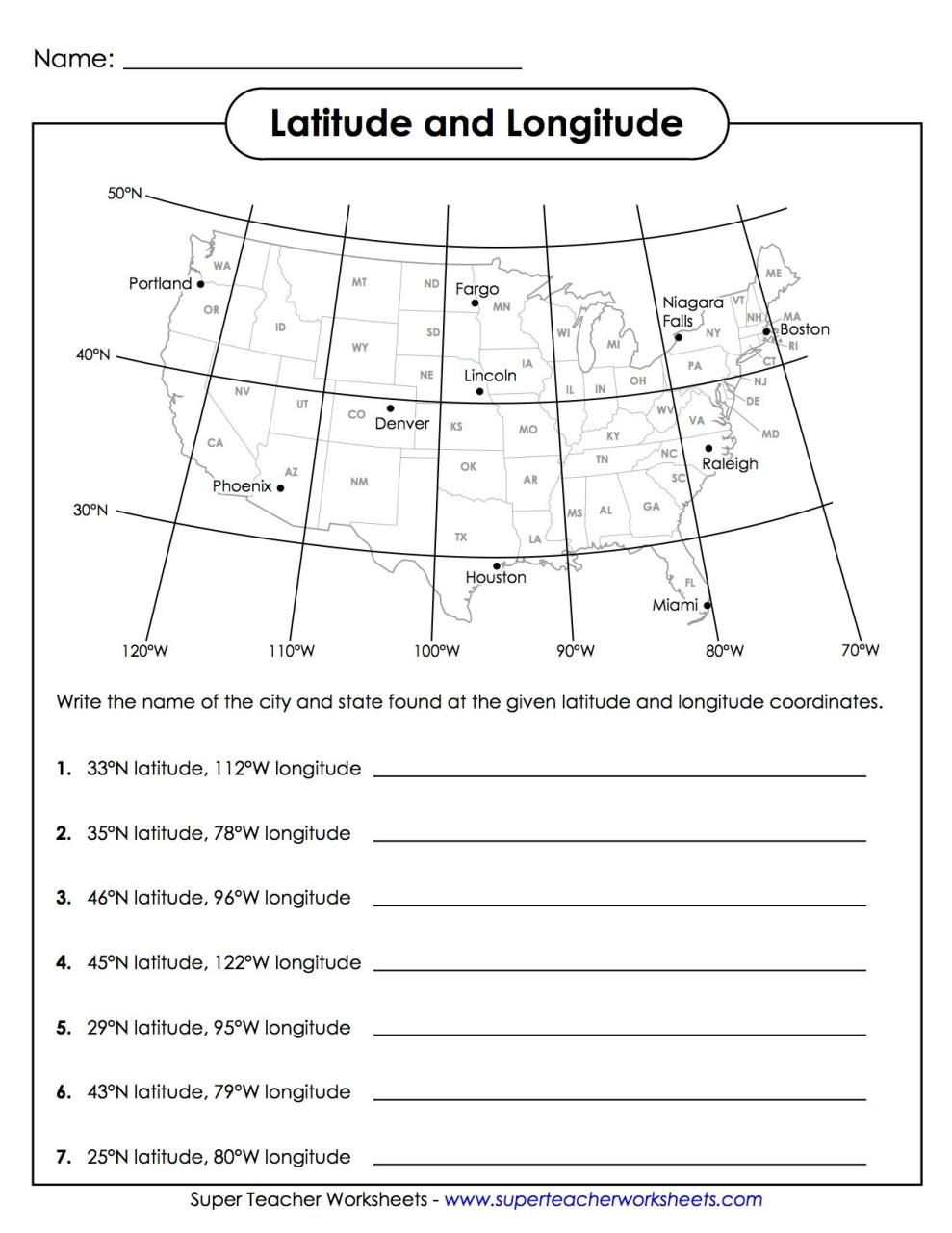 Free Printable Latitude And Longitude Worksheets 4th Grade