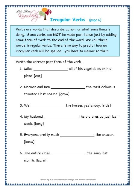 Printable Third Grade Grade 3 English Worksheets