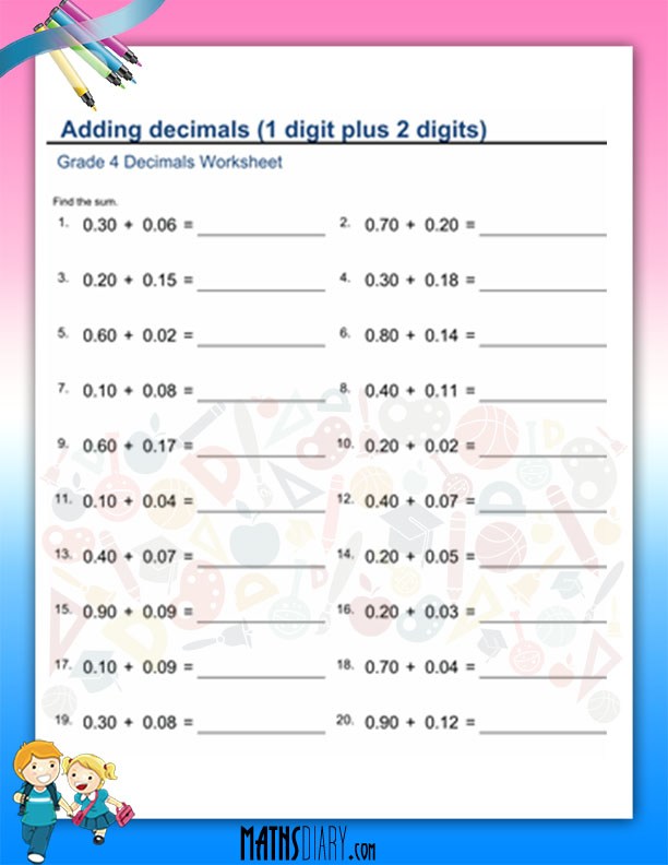 Worksheet On Multiplication Of Decimals For Grade 4