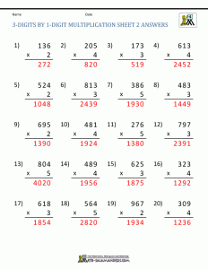 4Th Grade Multiplication Worksheets Free Worksheet Free 4th Grade