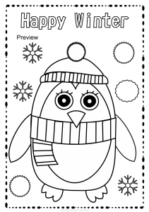 This winter coloring pages activity includes 25 different coloring