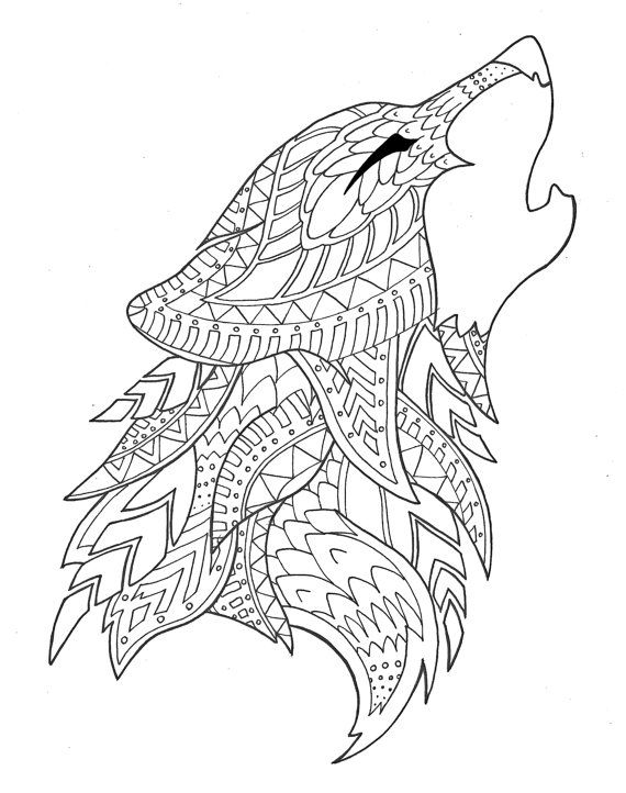 wolf coloring page Animal coloring pages, Wolf colors, Mandala