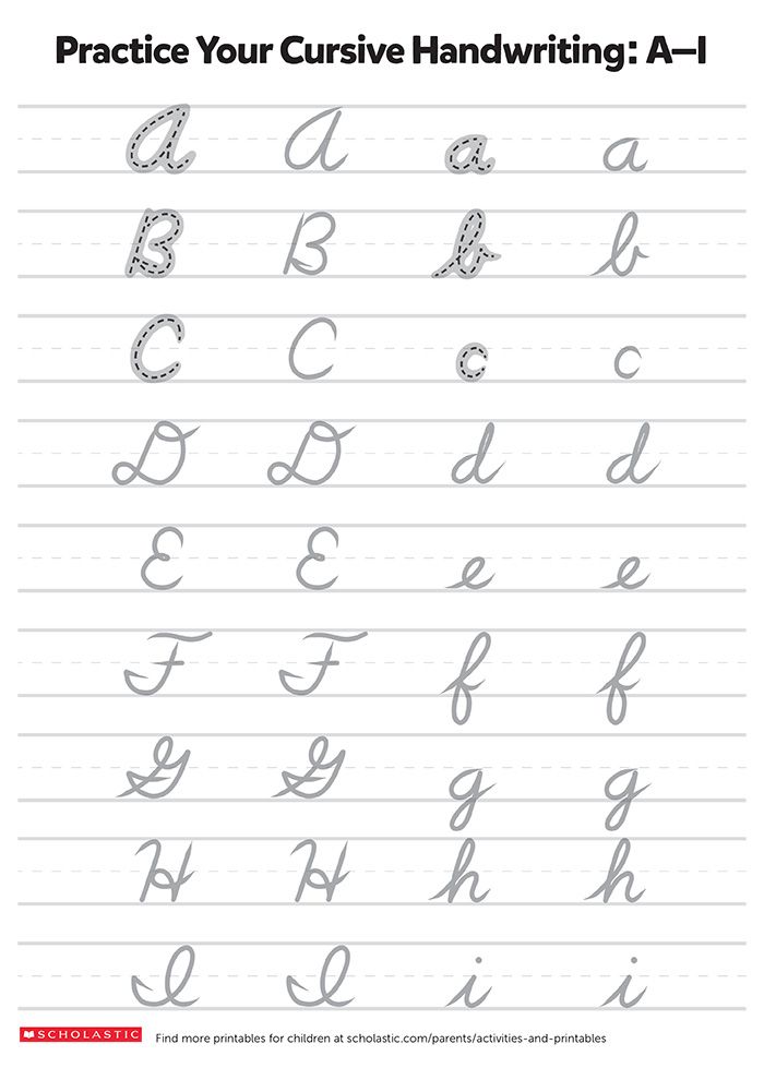 Cursive Writing Practice Sheets A-z To Print