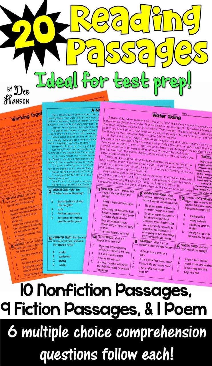 Grade 6 4th Grade Reading Comprehension Worksheets Multiple Choice