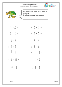 Harder adding fractions (2) Fraction and Decimal Worksheets for Year