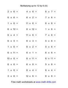Multiplication Worksheets 612