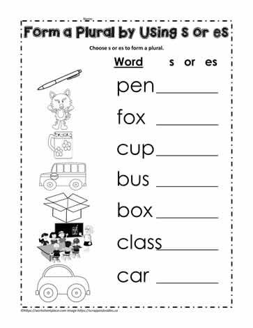 Preschool Singular And Plural Worksheets For Kindergarten