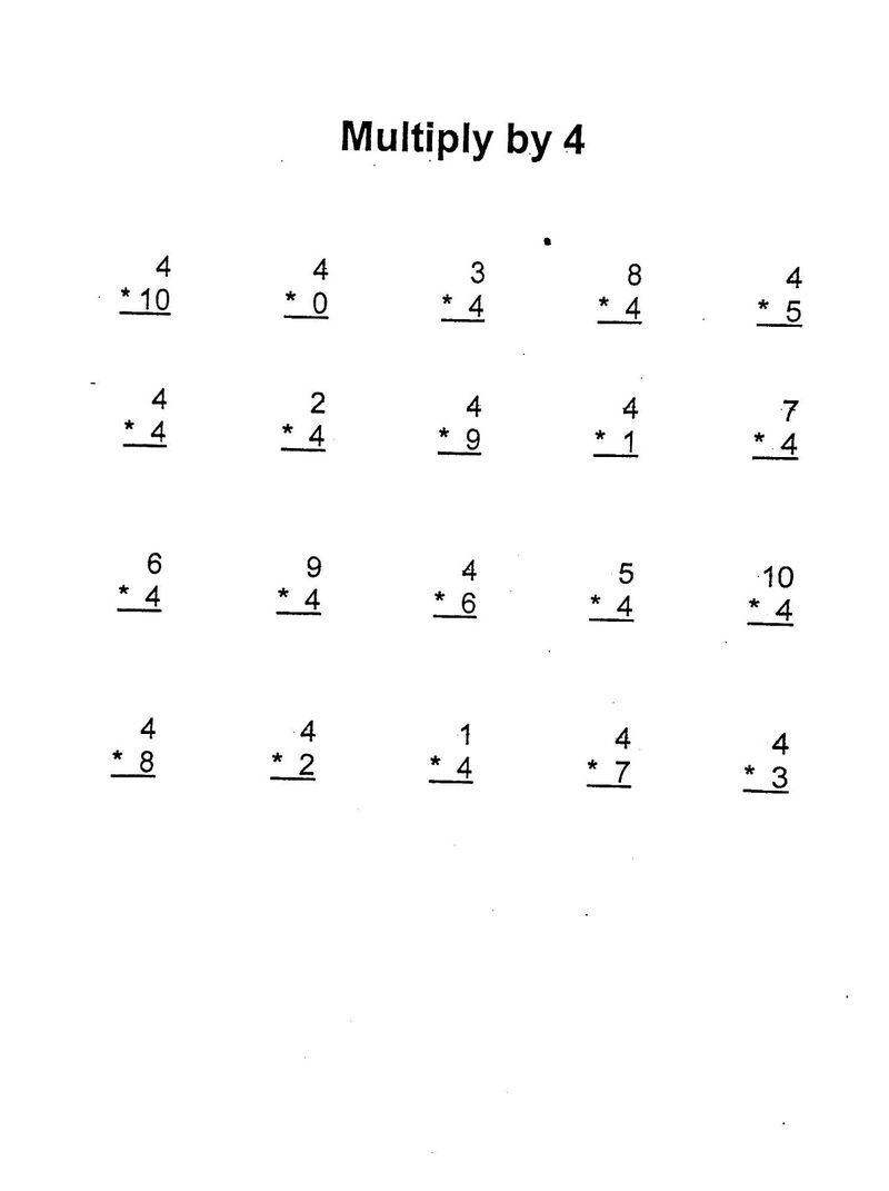 Multiplication 4 Worksheet Printable