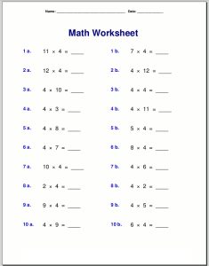 Easy 4 Times Table Worksheets Activity Shelter