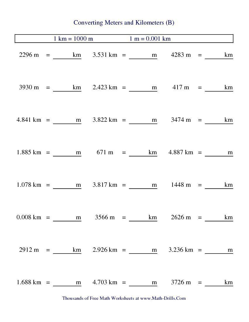 Measuring Units Worksheet Answer Key Metric Conversion Of Meters and