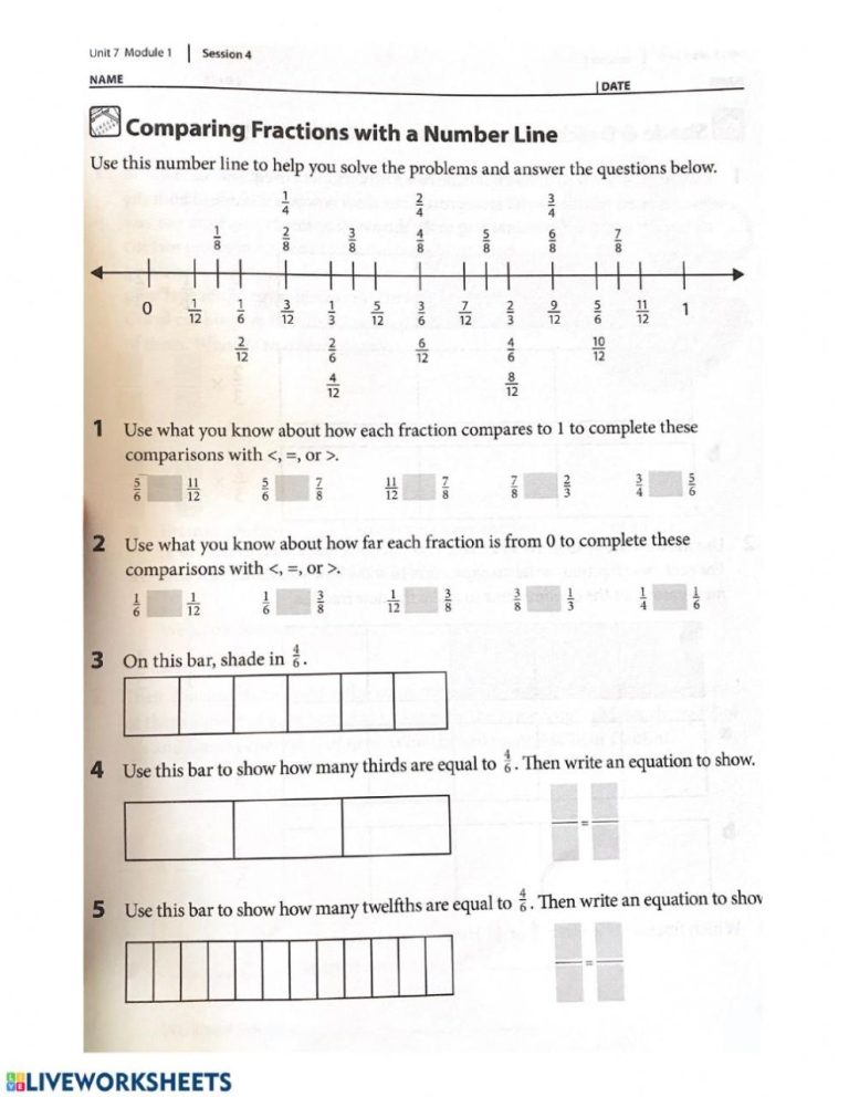 Fractions On A Number Line Worksheets Grade 3