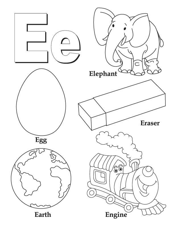 Coloring Letter E Worksheets For Kindergarten