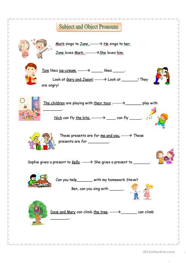 Subject And Object Pronouns Worksheet For Grade 3
