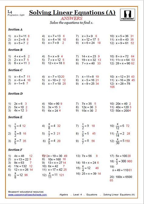 Solving Linear Equations Sudoku Worksheet Answers