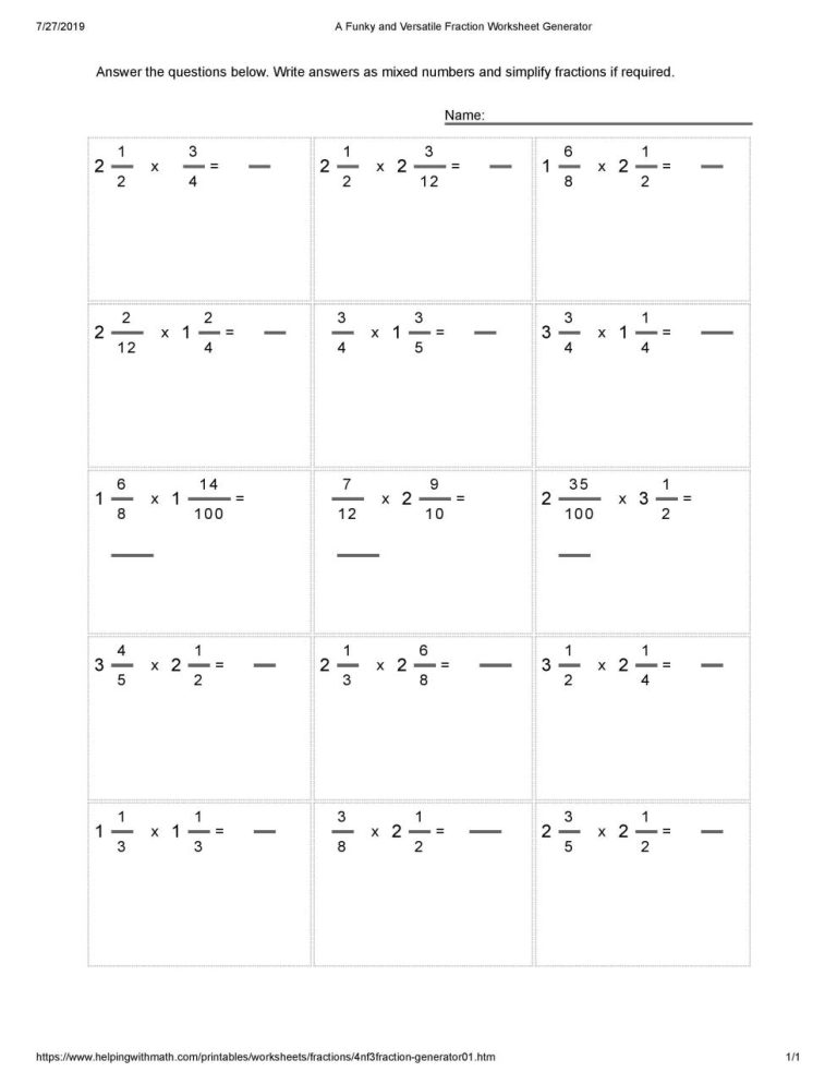 Equivalent Fractions Worksheets Grade 6