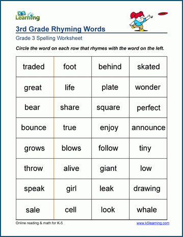 Spelling Grammar Grade 3 English Worksheets