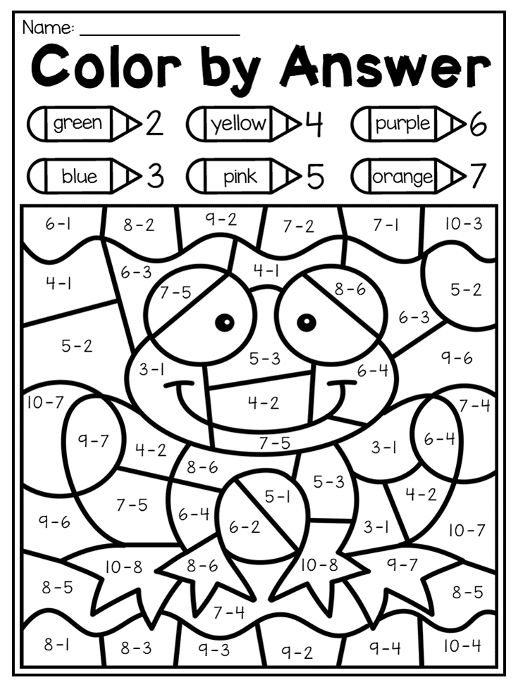 Addition Subtraction Colouring Worksheets
