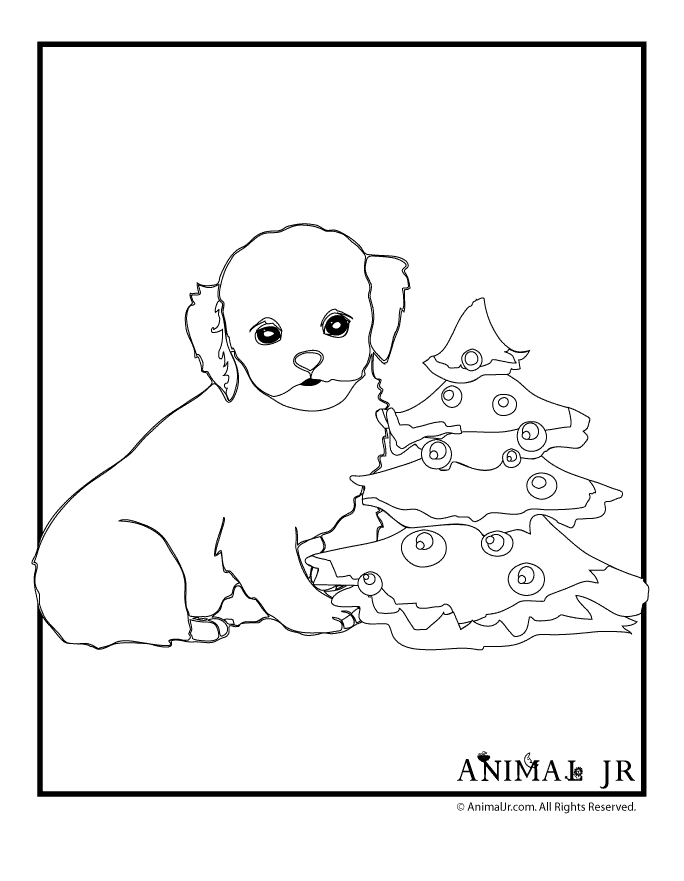 Cute Christmas Puppy Coloring Pages