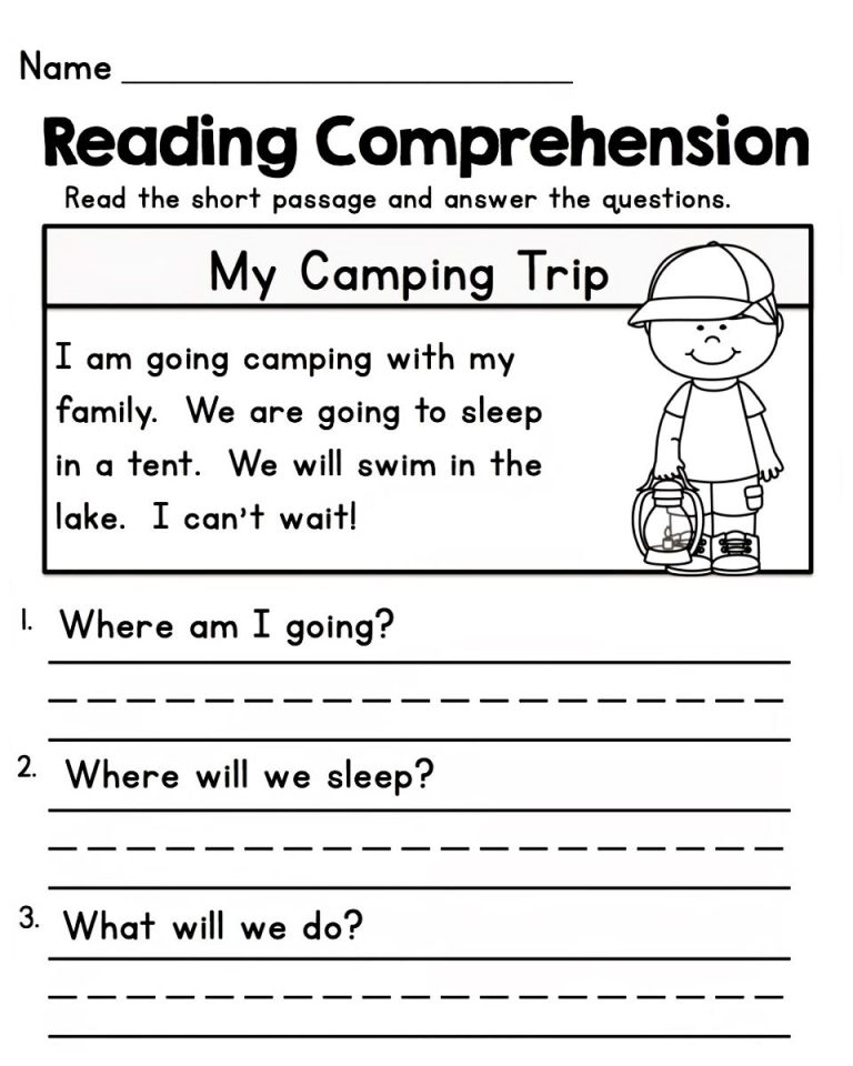 Reading Comprehension Free First Grade Worksheets