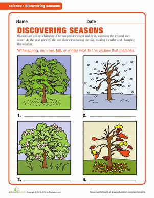 First Grade Seasons Worksheets For Grade 1