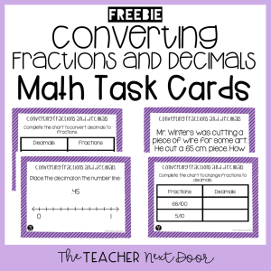 FREE 4th Grade Converting Fractions and Decimals Center The Teacher