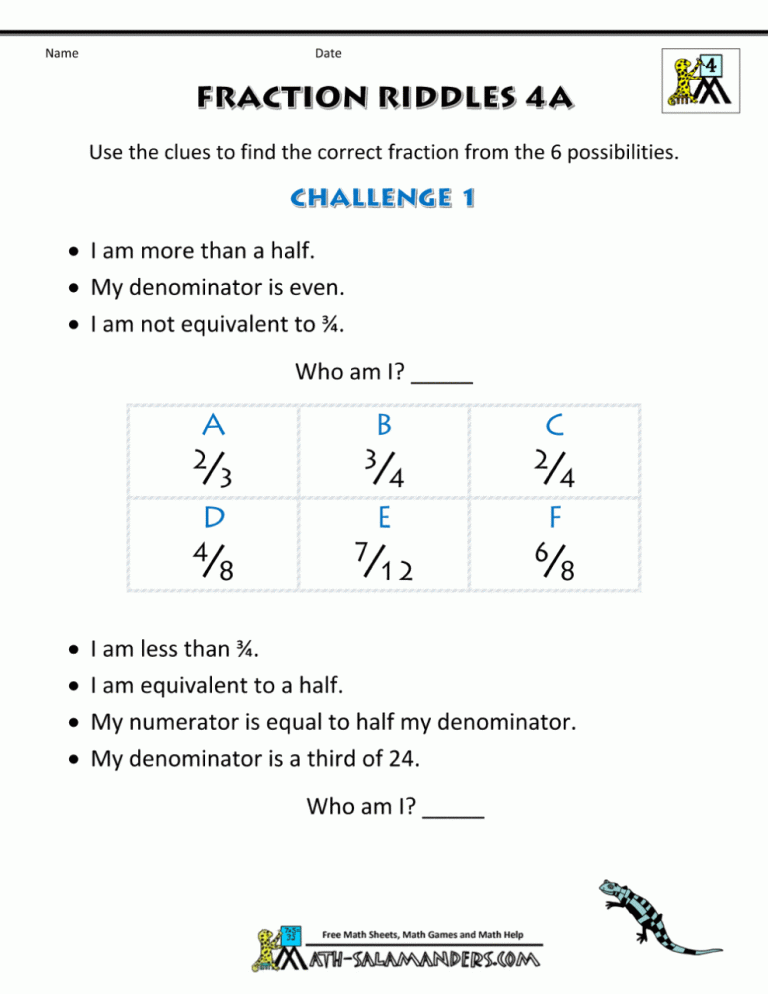4Th Grade Math Worksheets Multiplying Fractions