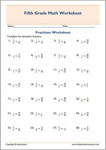 Equivalent fractions multiplication worksheets