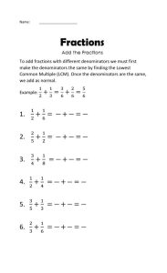 Adding and Subtracting Fractions with Unlike Denominators worksheet