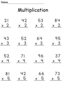 Multiplication 2 digit by 1 digit (with regrouping) worksheet