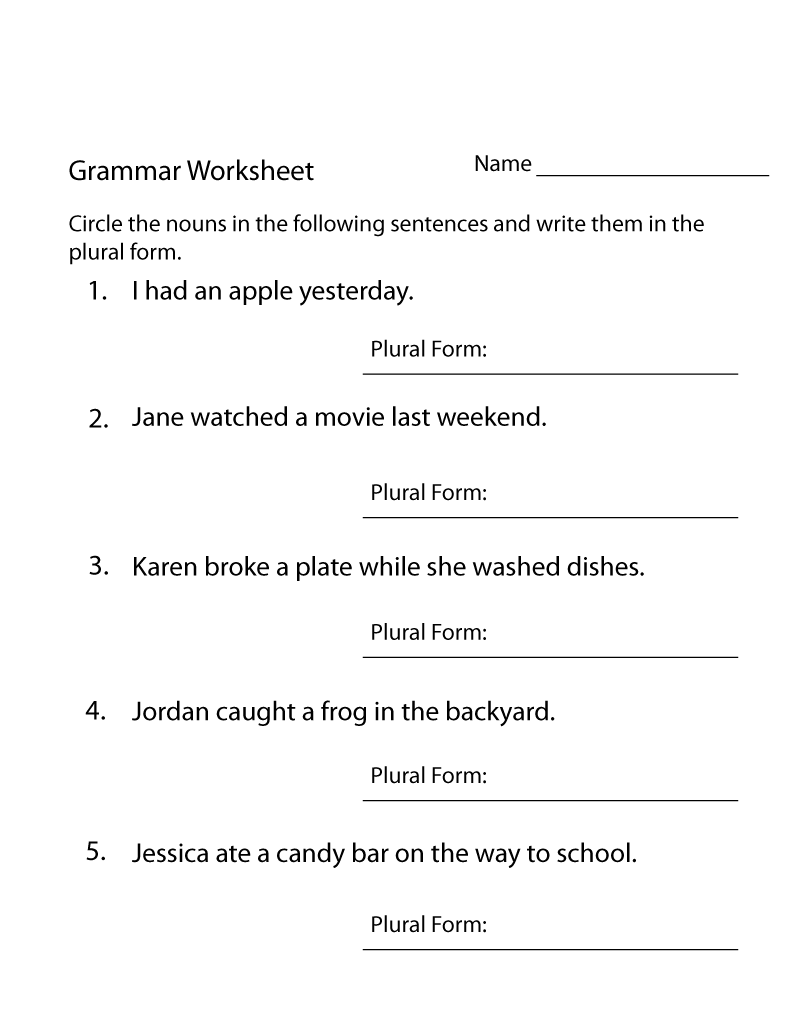 Free Printable English Worksheets For Grade 5