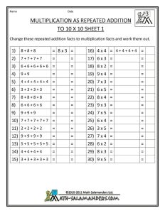Multiplication as Repeated Addition Worksheet. Remember 2x3 is 2+2+2 or
