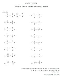 22 Adding Subtracting Multiplying and Dividing Fractions Worksheet wi