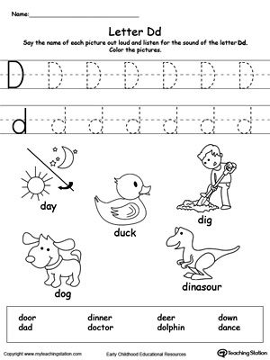 Tracing Letter D Worksheets For Kindergarten