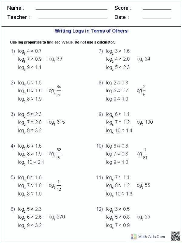 Solving Exponential And Logarithmic Equations Worksheet Answer Key