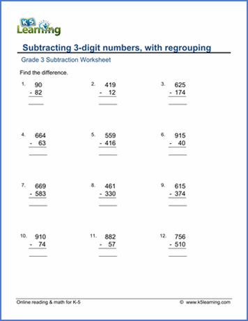 Activity Grade 3 Maths Subtraction Worksheet For Class 3