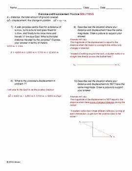 Distance And Displacement Worksheet Answers Key