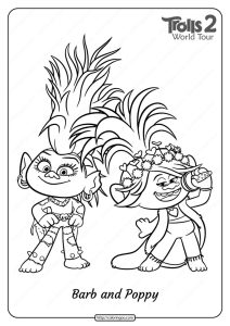 Printable Trolls 2 Barb and Poppy Pdf Coloring Page Poppy coloring