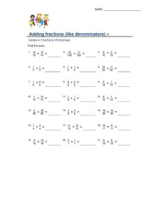 Adding Fractions Like Denominators interactive worksheet