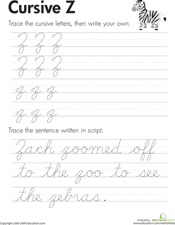 Free Cursive Writing Practice Sheets A-z