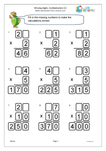Multiplication missing digits (1) Multiplication Maths Worksheets