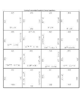 Solving Exponential Equations With Logarithms Worksheet Answers