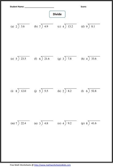 Grade 6 Multiplying Decimals Worksheets 6th Grade