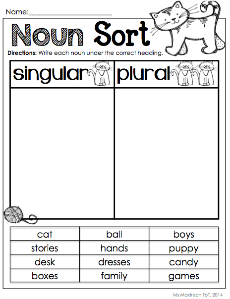 Singular And Plural Nouns Worksheets Pdf Grade 2
